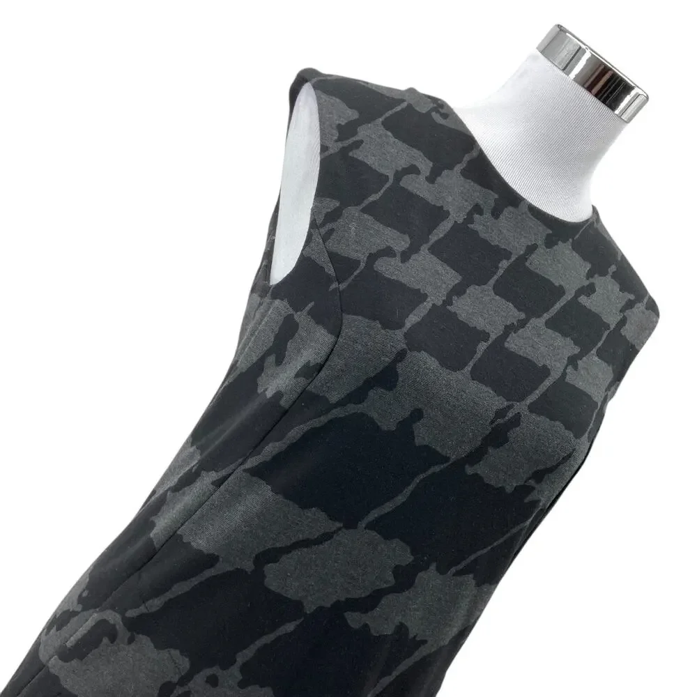 Michael Kors Black Gray Camouflage Sheath Dress Small Womens Sleeveless Back Zip